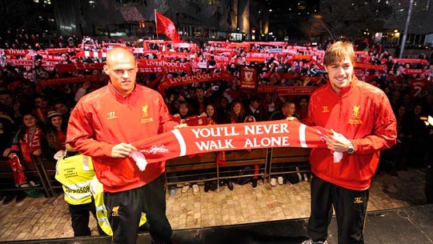 Liverpool fans at Federation Square to meet the players.