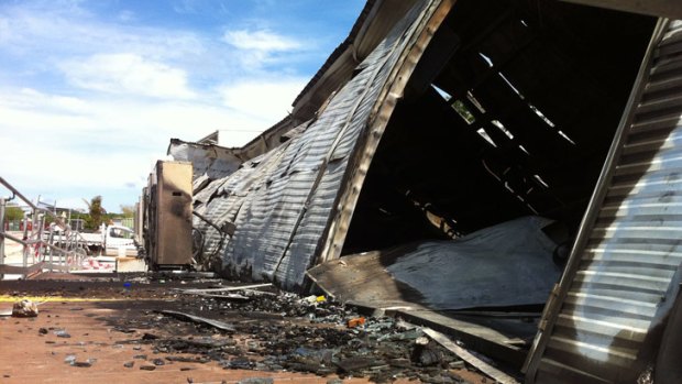 Facilities damaged by fire.