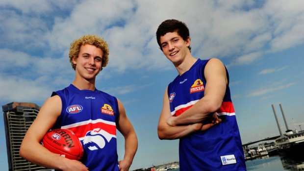 Young pups: Mitch Wallis and Tom Liberatore, both sons of Footscray stars, have been named in the Bulldogs squad this weekend.