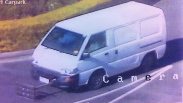The white van used by two men who robbed a Gold Coast bank.