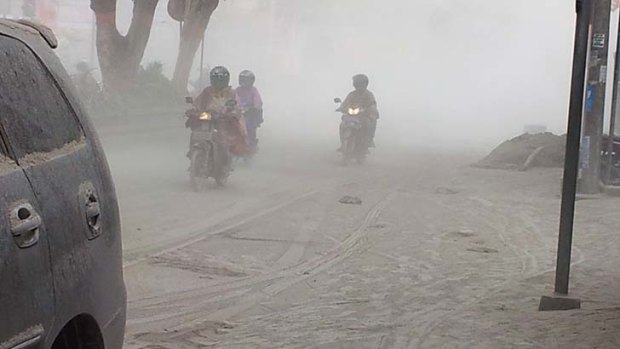 Yogyakarta covered in volcanic ash.