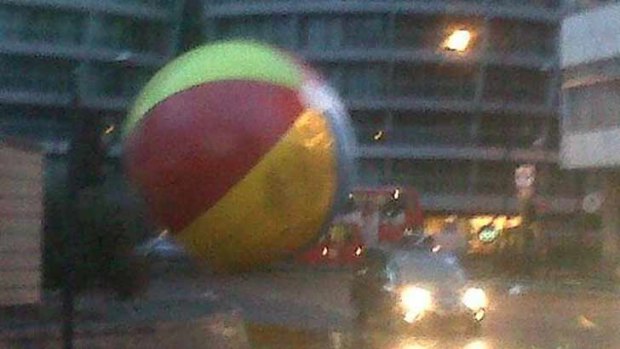 On the loose: a giant beach ball in London.