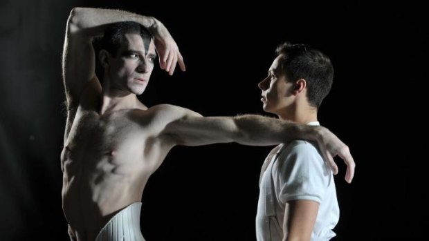 In fine form: Jonathan Ollivier as The Swan and Chris Marney as The Prince and in Matthew Bourne's <i>Swan Lake</i>.