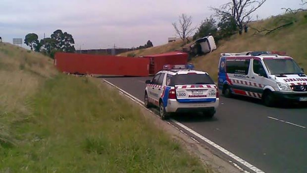A truck driver was lucky to escape with minor injuries from this afternoon's Monash Freeway crash.