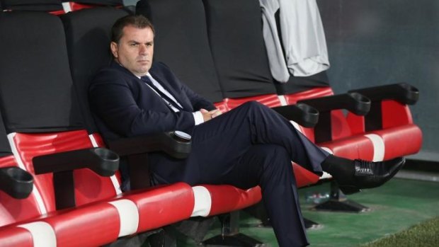 Ange Postecoglou looks on as his side are easily beaten.