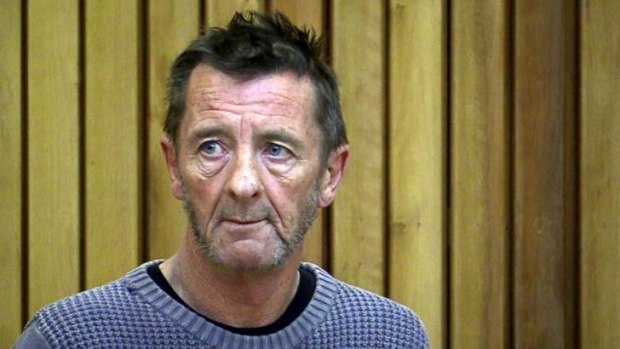 Phil Rudd appears in court in Tauranga, New Zealand.