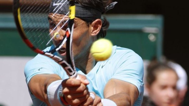 Focused: Rafael Nadal crushed Andy Murray in straight sets.