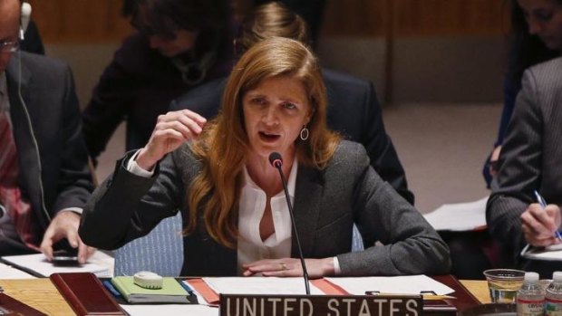 US ambassador Samantha Power dismisses Russia's position at the Security Council meeting.