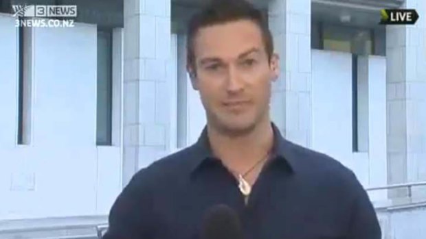 A screengrab of Cameron Leslie on 3News in NZ.