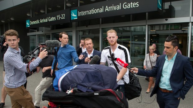 Heavy baggage: England cricket star Ben Stokes arrives in New Zealand, apparently to visit family, but his luggage added to that story.