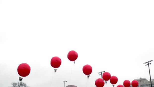 Ready, set, Twitter ... the first group to locate all 10 balloons won $US40,000.