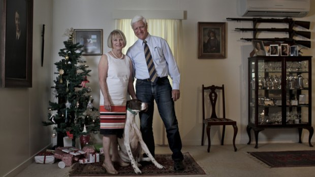 Targeting votes: Bob and Suzie Katter with their dog Bertie at home in Charters Towers.
