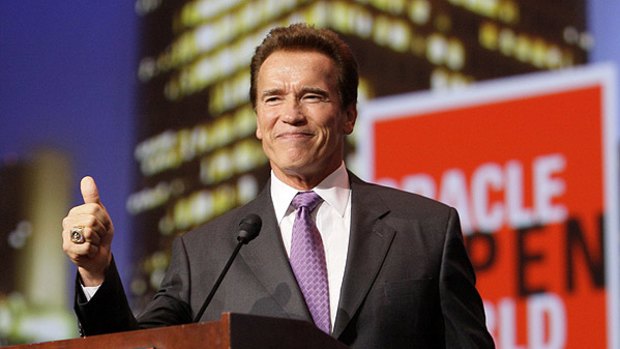 Arnold Schwarzenegger at the Oracle conference.