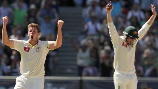 Unintimidated &#8230; Australia's recent recruits proved fearless in the face of India's experienced batsmen, including Zaheer Khan, dismissed by James Pattinson and Ed Cowan.