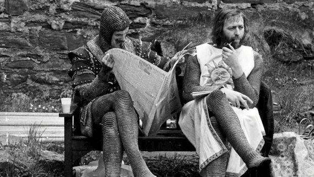 Wrangles ahead ... John Cleese and Graham Chapman on the set of Monty Python and the Holy Grail.