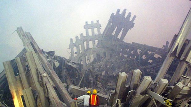 Haunting memories ... rescue workers are dwarfed by the scale of the destruction as they survey the aftermath of the September 11 attacks on the World Trade Centre.