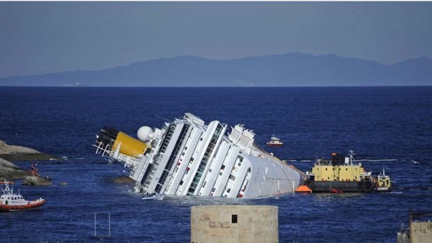 Funny business ... the Costa Concordia cruise ship off the coast of Italy.