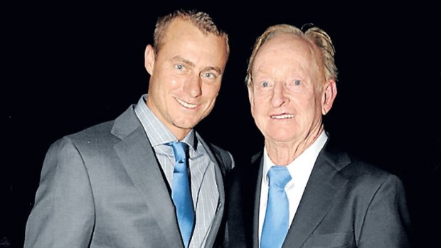Lleyton Hewitt and Rod Laver at the Shanghai Rolex Masters this week.