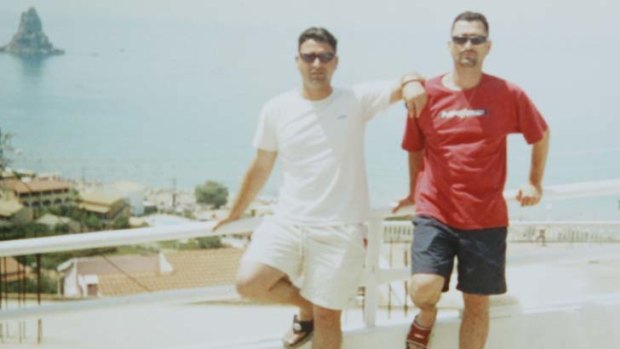 Steven Bosevski, left, with his twin brother Steve, right,  pictured in Greece.