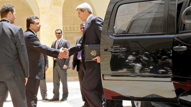 US Secretary of State John Kerry in Amman on Thursday to meet with Jordan's King Abdullah. Leaked CIA plans reveal Washington will dispatch arms from Jordan to the Free Syrian Army.