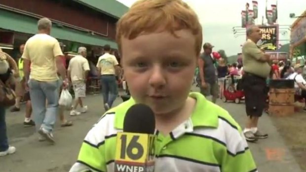 Noah Ritter, 5, delivers an unflinching piece to camera on WNEP TV.