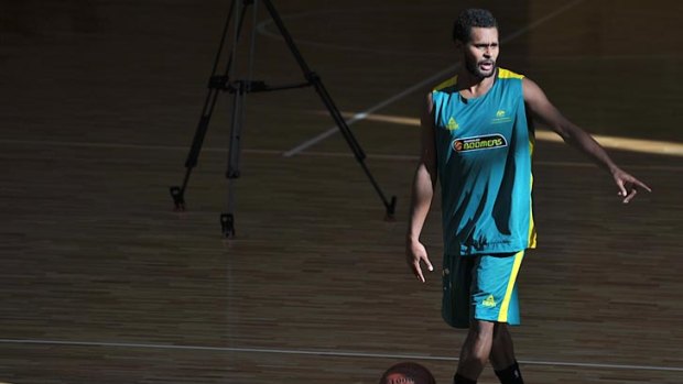 Patty Mills at training with the Boomers earlier this week.