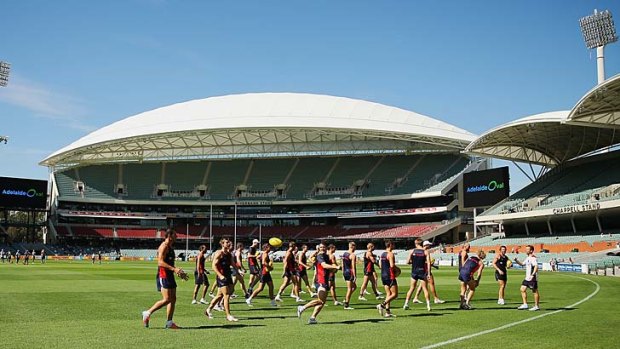 The Crows train at Adelaide Oval.