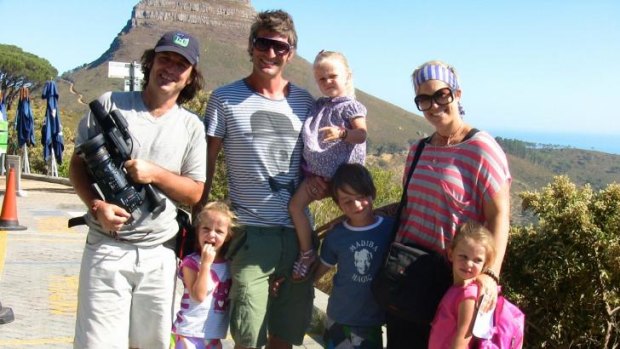 On a mission: (From left) Filmmaker Michael McIntyre, Brett and Hayley Kirk and their children. 