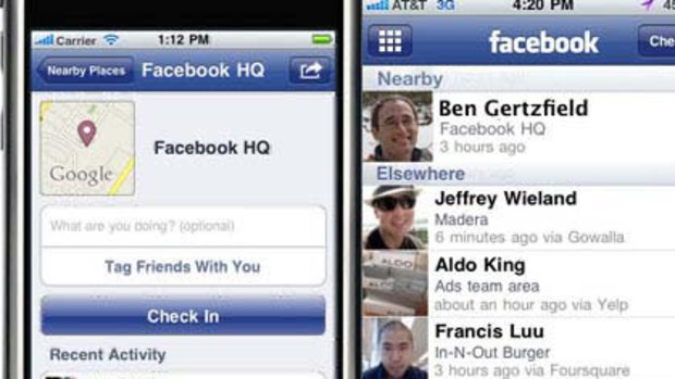 Screenshots showing what Facebook Places looks like on the mobile.
