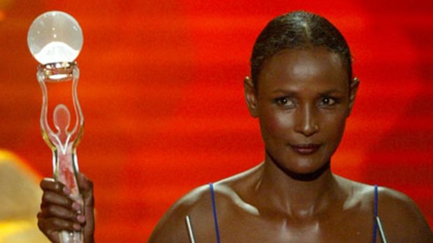 Waris Dirie collects a World Social Award during the Women's World Awards gala in 2004.