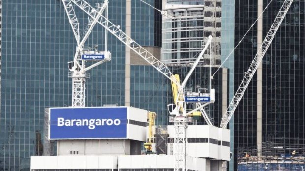 A large proportion of Sydney's cranes are centred on the  Barangaroo and Darling Harbour precinct.