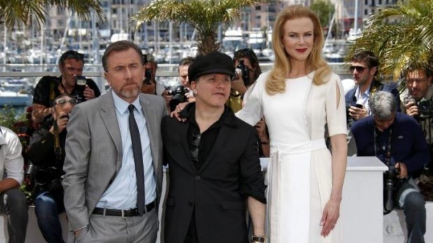 Director Olivier Dahan (centre) with stars Tim Roth and Nicole Kidman ahead of the film screening in Cannes.