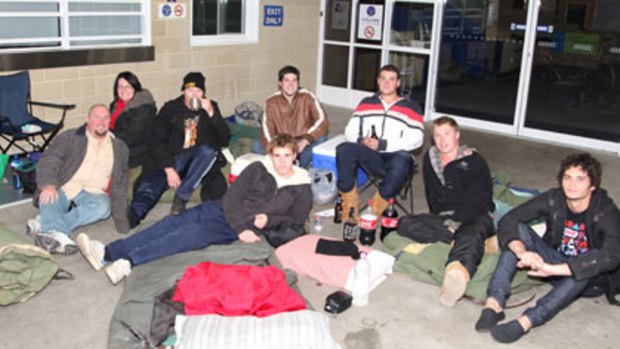 ACDC fans camp out at Challenge Stadium in a bid to get their hands on tickets for the Perth performance.