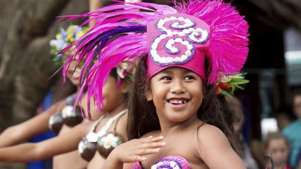 Children perform traditional dances in Rarotonga, Cook Islands.