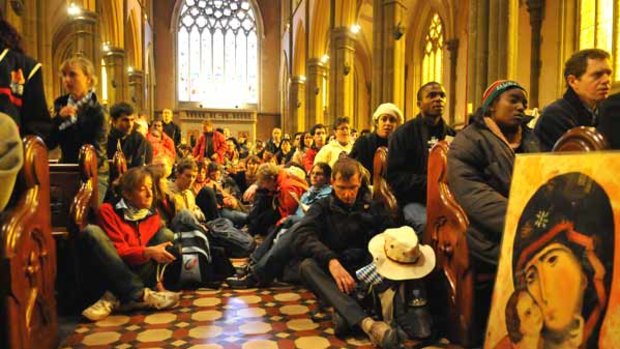 Thousands of pilgrims gather at St Patrick's Cathedral  yesterday as part of Melbourne's week of Days in the Diocese, which will feature a Mass for 50,000 at Telstra Dome today.