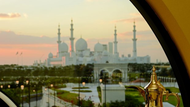 The view across to the Sheikh Zayed Grand Mosque.