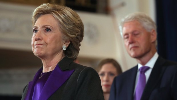 Hillary Clinton and Bill Clinton both wore purple as a show of unity after her election defeat last November.
