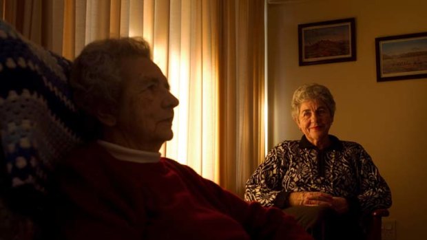 Grace Croxford and Patricia Trass at the 93-year-old's retirement village home in Sydney.