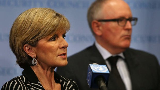 Foreign Minister Julie Bishop with Dutch Foreign Minister Frans Timmermans following the UN Security Resolution on MH17.