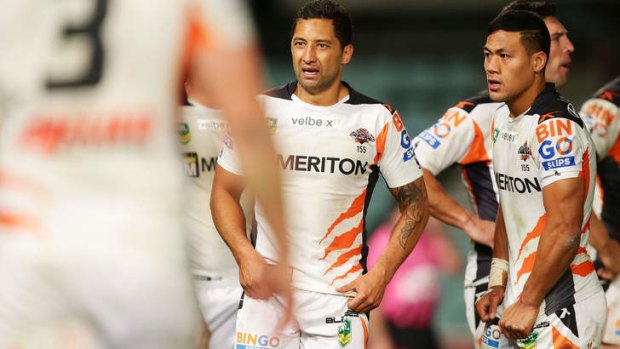 Heading for the exit: Benji Marshall looks on after Friday night's defeat.