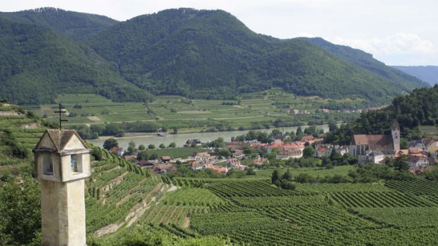 The Danube flows through the Wachau Valley, in southern Austria.