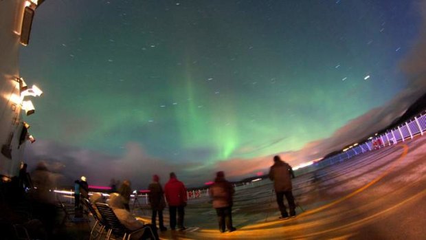 Light-hearted: the Aurora from the deck of the Midnatsol.