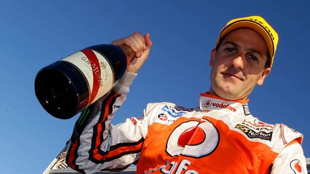 Jamie Whincup celebrates his win.