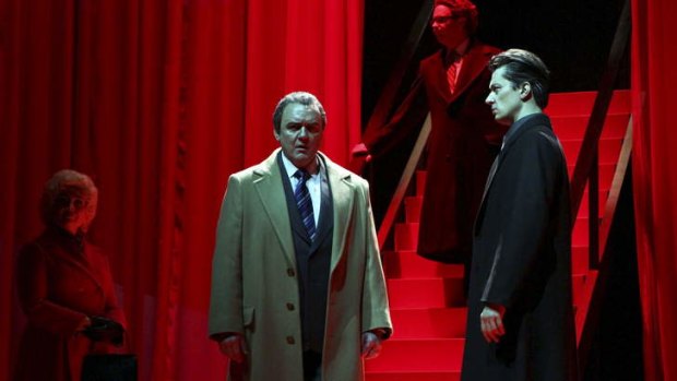 Barry Ryan as the former US president Richard Nixon in the Victorian Opera production of <i>Nixon in China</i>.
