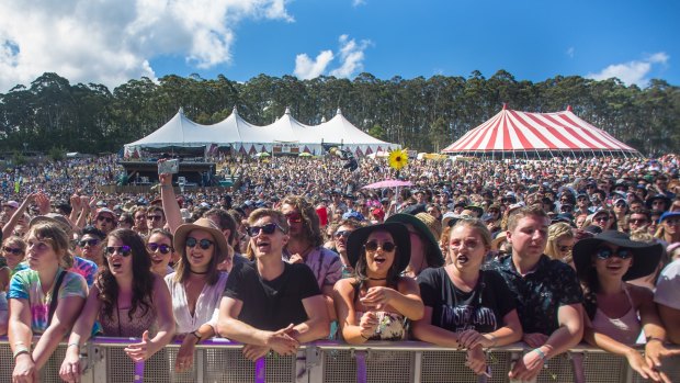 Crowds enjoy the Falls Festival on New Year's Eve. 