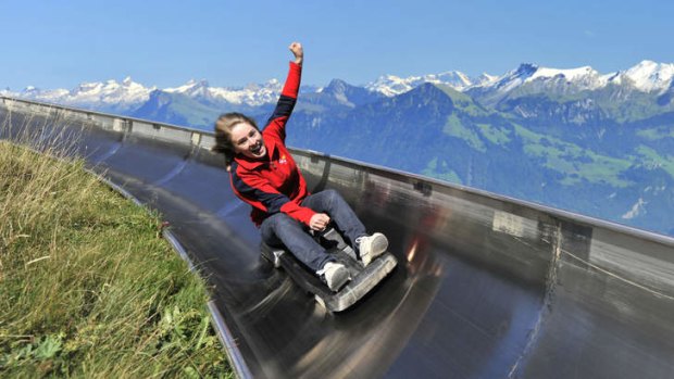 Top stuff: Switzerland's longest summer toboggan run on Fraekmuentegg.