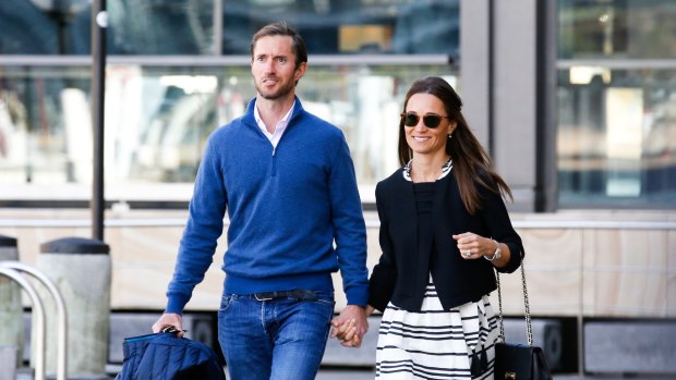 James Matthews and Pippa Middleton - wearing THOSE espadrilles - in Sydney on Wednesday.