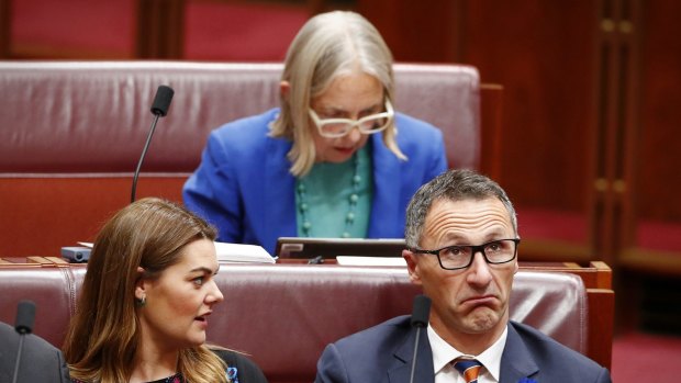 The Greens' Sarah Hanson-Young, Lee Rhiannon and Richard di Natale: set for further division.