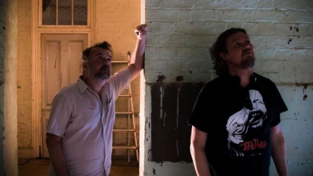 Colin, left, and Cameron Cairnes at the former Mayday Hills Lunatic Asylum in Beechworth, the location for their new horror film <I>Scare Campaign</I>.
