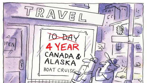Matt Golding American couple stop and consider a trip to Canada and Alaska that has gone from a 10 day cruise to a 4 year cruise to escape Trump Presidency